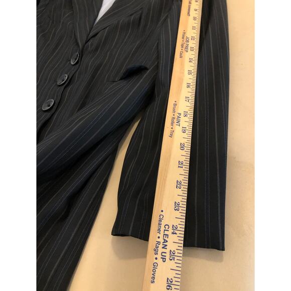 Signature By Larry Levine Women Plus 18 Strip Pea Coat Jacket Lapel Notch Black - Picture 10 of 10